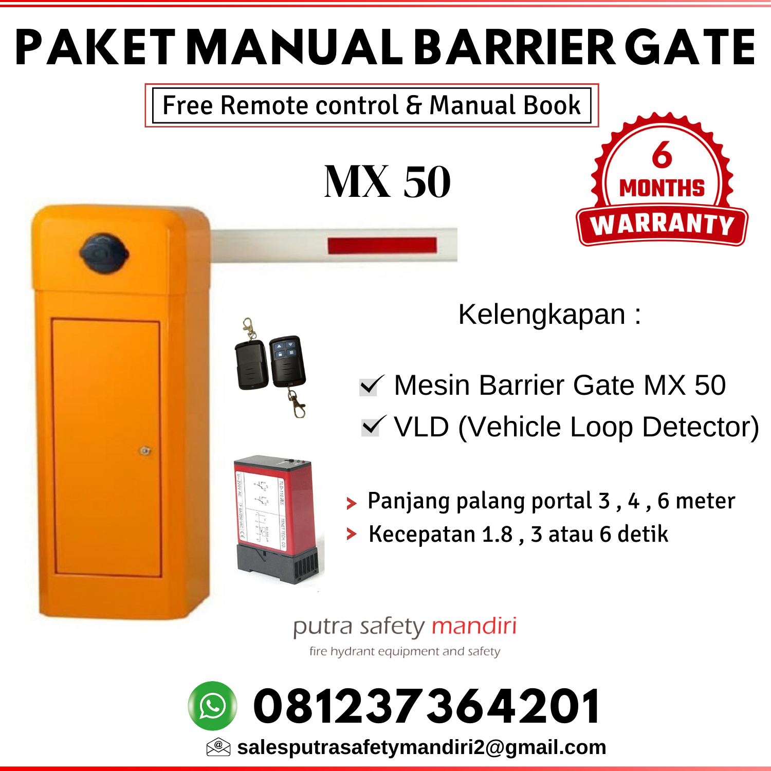 Paket Manual Barrier Gate Mx Instalasi Mesin