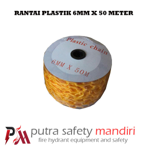 RANTAI PLASTIK PVC KUNING 6MM X 50 METER PLASTIC CHAIN PENGHUBUNG TRAFFIC CONE