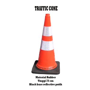 RUBBER TRAFFIC CONE KERUCUT MARKA JALAN BLACK BASE